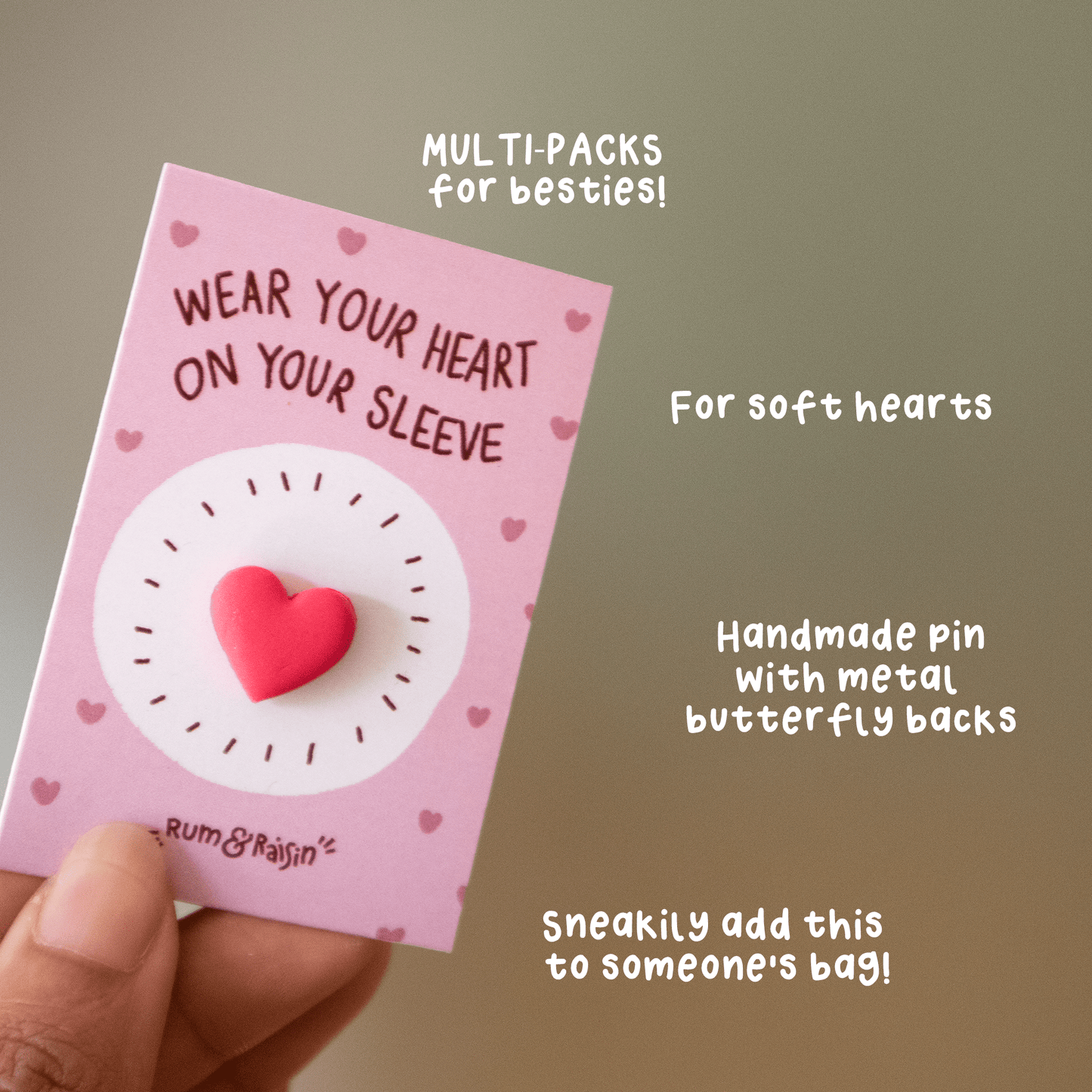 Heart on your Sleeve: Pin - Rum and Raisin Studio