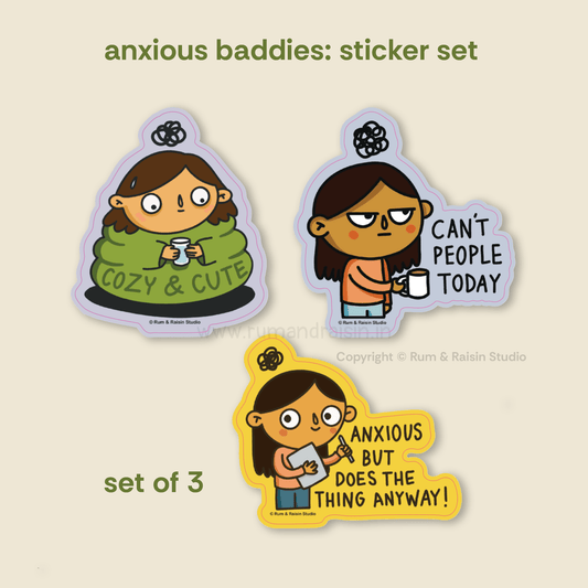 Anxious Baddies - Set of 3 - Rum and Raisin Studio