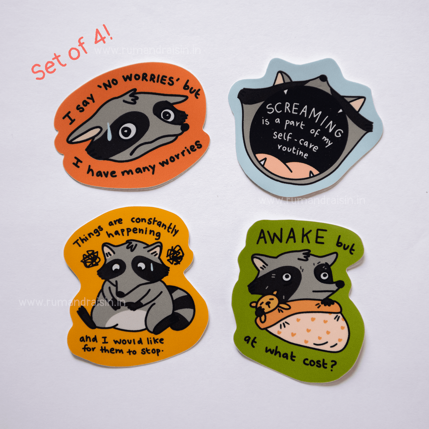 Relatable Raccoons - Set of 4 - Rum and Raisin Studio