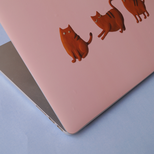 close up of cute cat themed laptop skin
