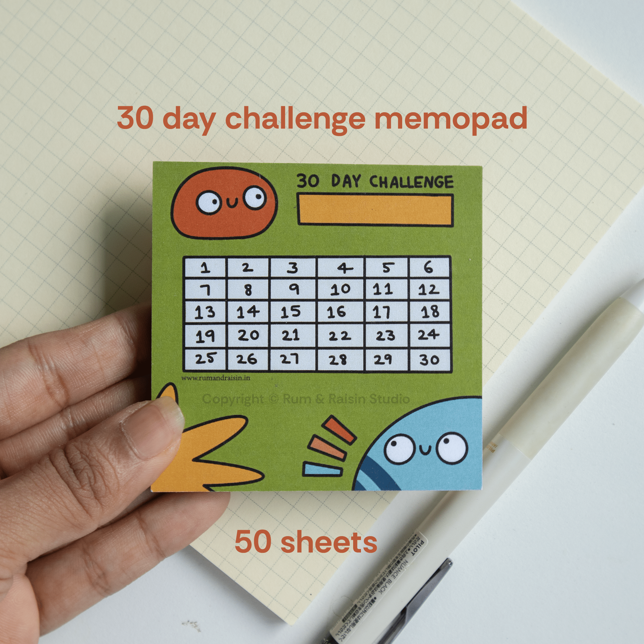 30 Day Challenge Memopad - Rum and Raisin Studio
