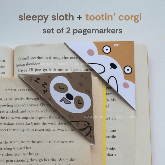 Pagemarkers - Sloth & Corgi - Rum and Raisin Studio