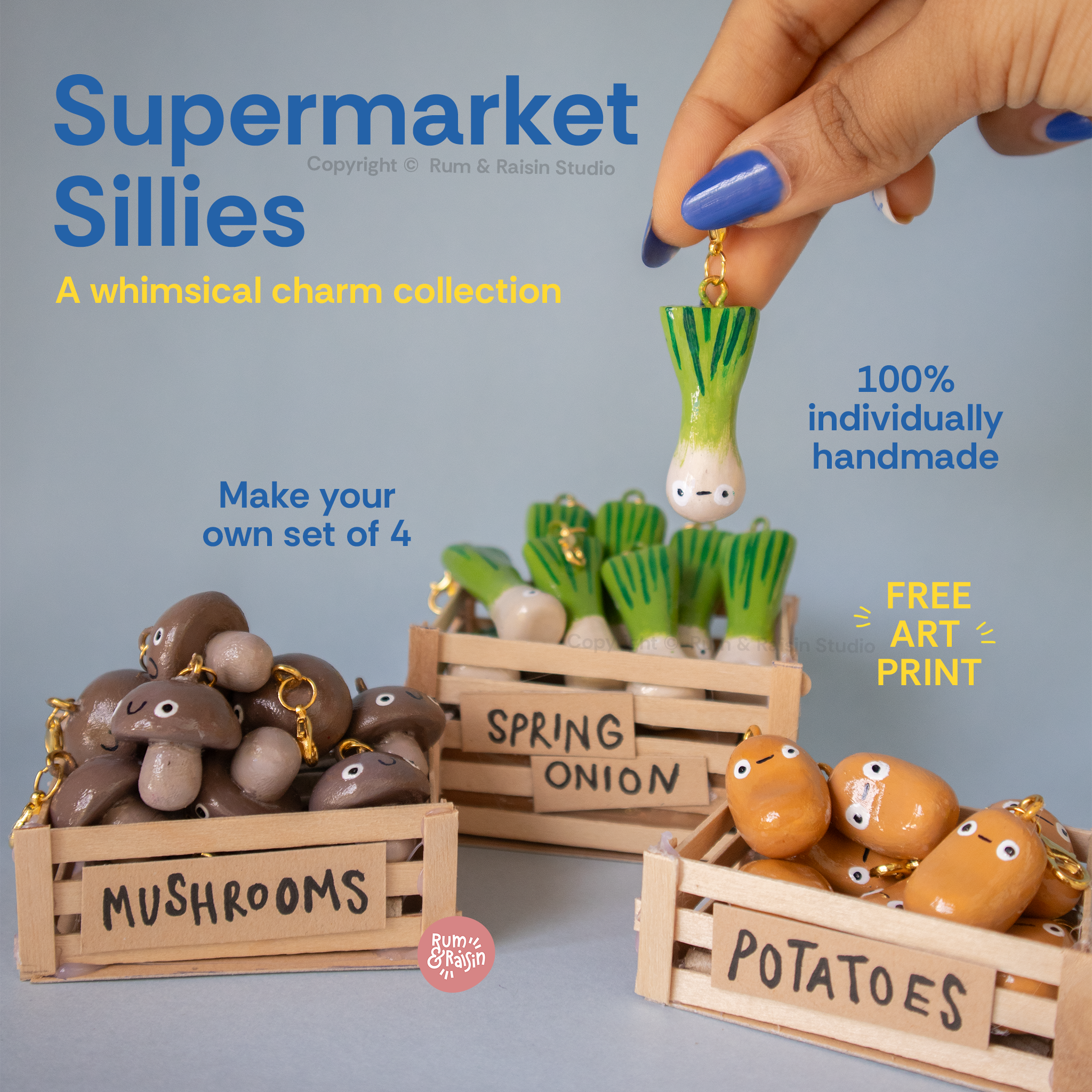 Supermarket Sillies - 4 Charm Set