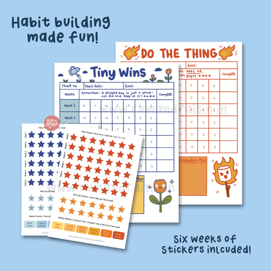Sticky Star Charts - 6 Week Habit Tracker - Rum and Raisin Studio