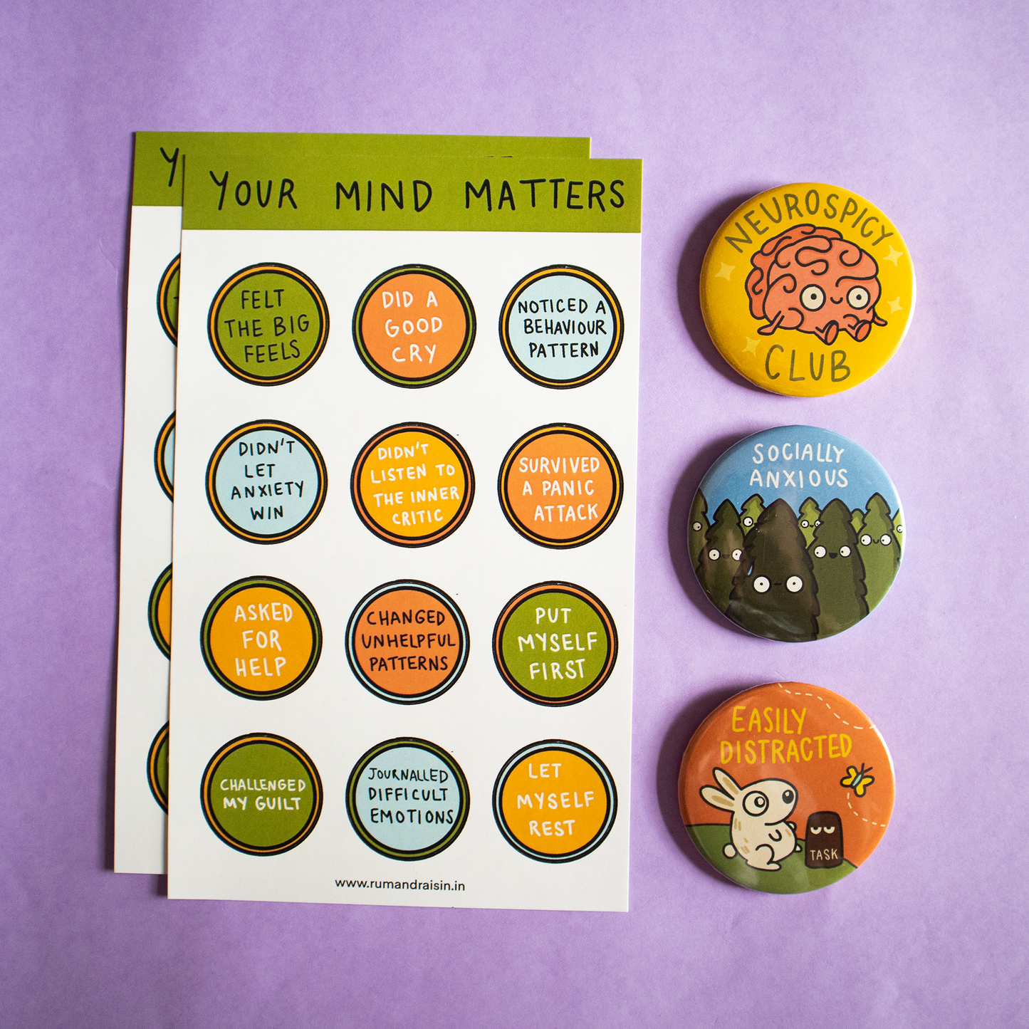 Anxiety Stickers & Badges Bundle
