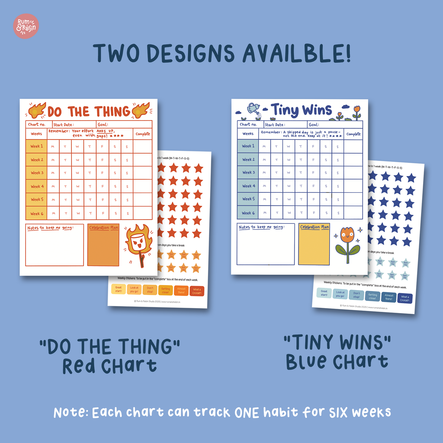 Sticky Star Charts - 6 Week Habit Tracker