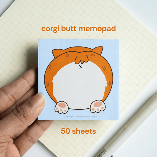 Corgi Butt: Memo Pad - Rum and Raisin Studio