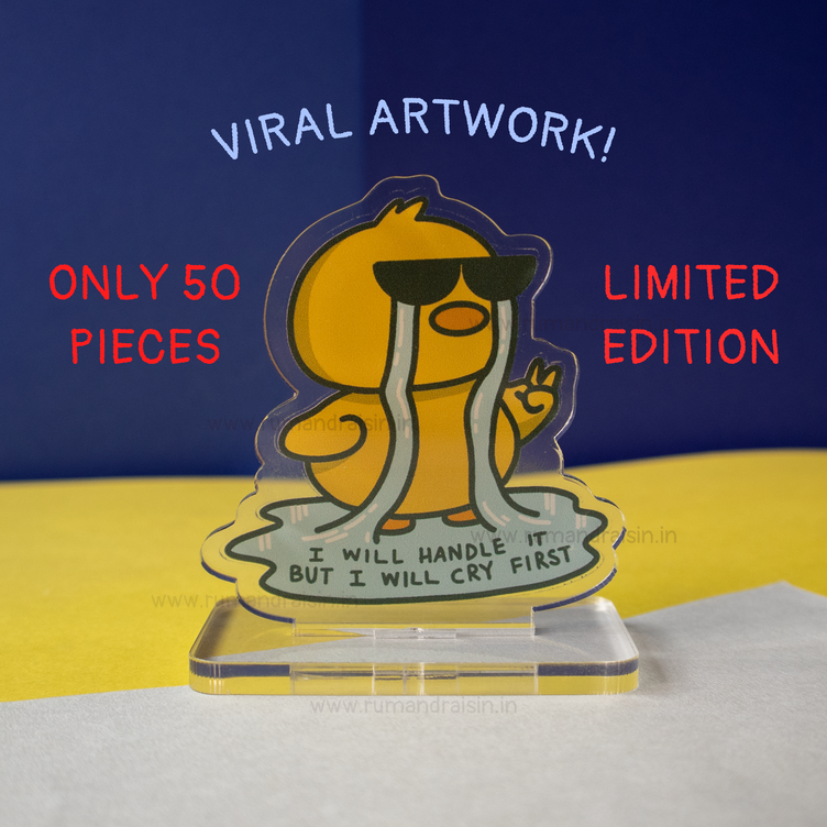 desk standee figurine with relatable illustration
