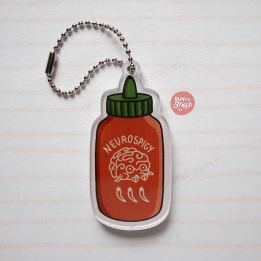 Neurospicy: Acrylic Keychain - Rum and Raisin Studio