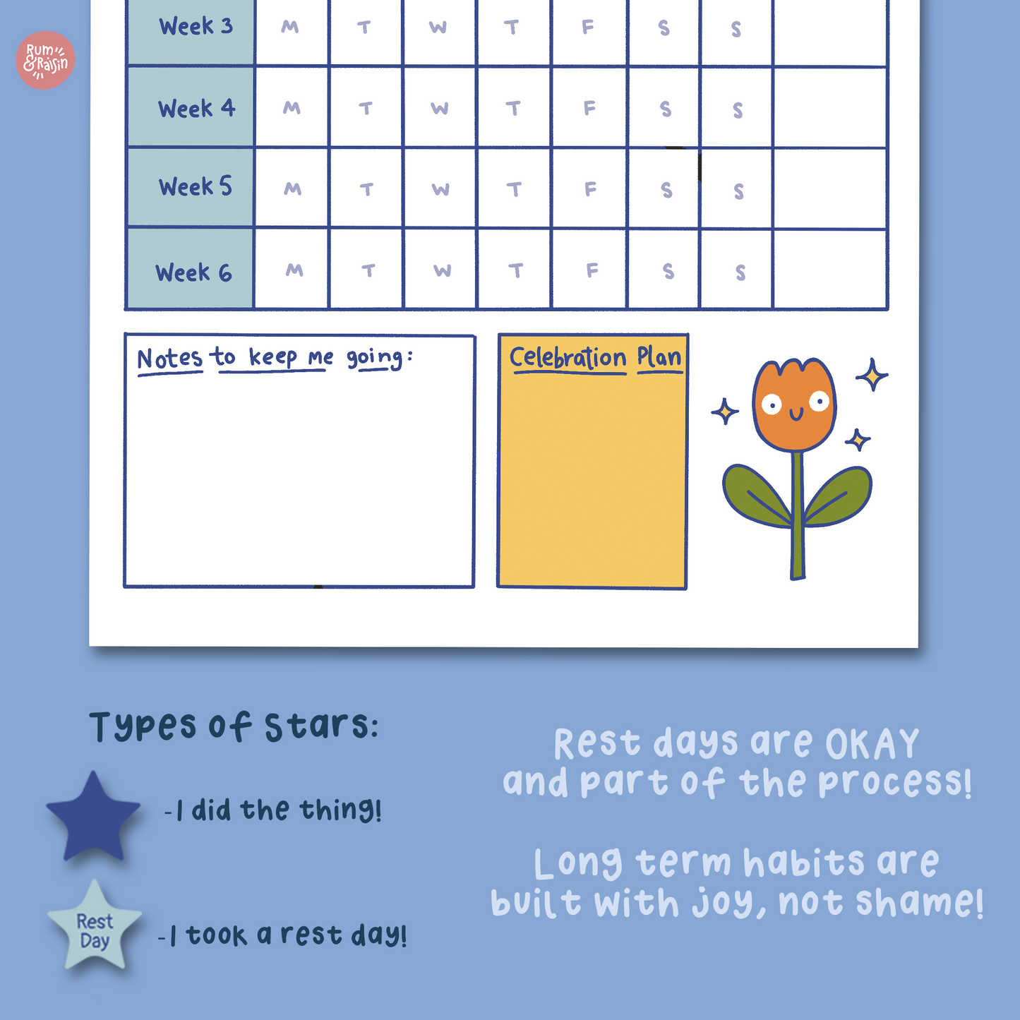 Sticky Star Charts - 6 Week Habit Tracker